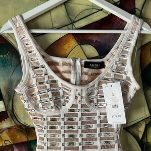 Akira white dress with rhinestone NEW with tag long